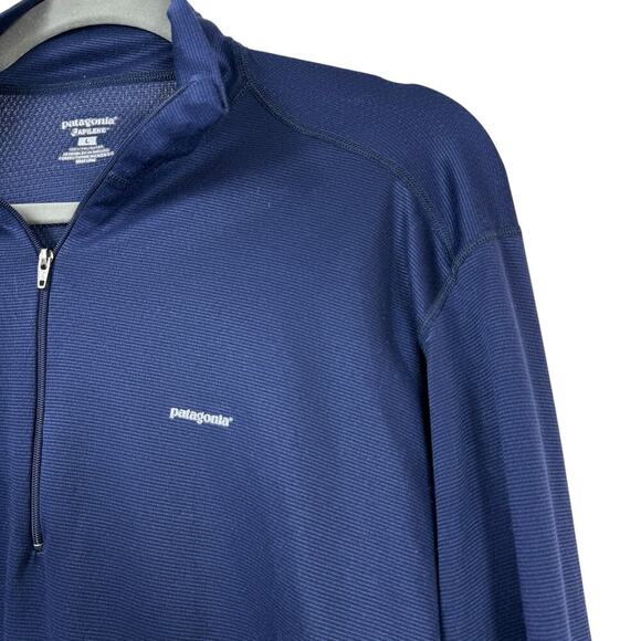 Patagonia Top Mens Large Blue Long Sleeve 1/4 Zip Apilene Pullover *FLAWED* - Picture 3 of 7